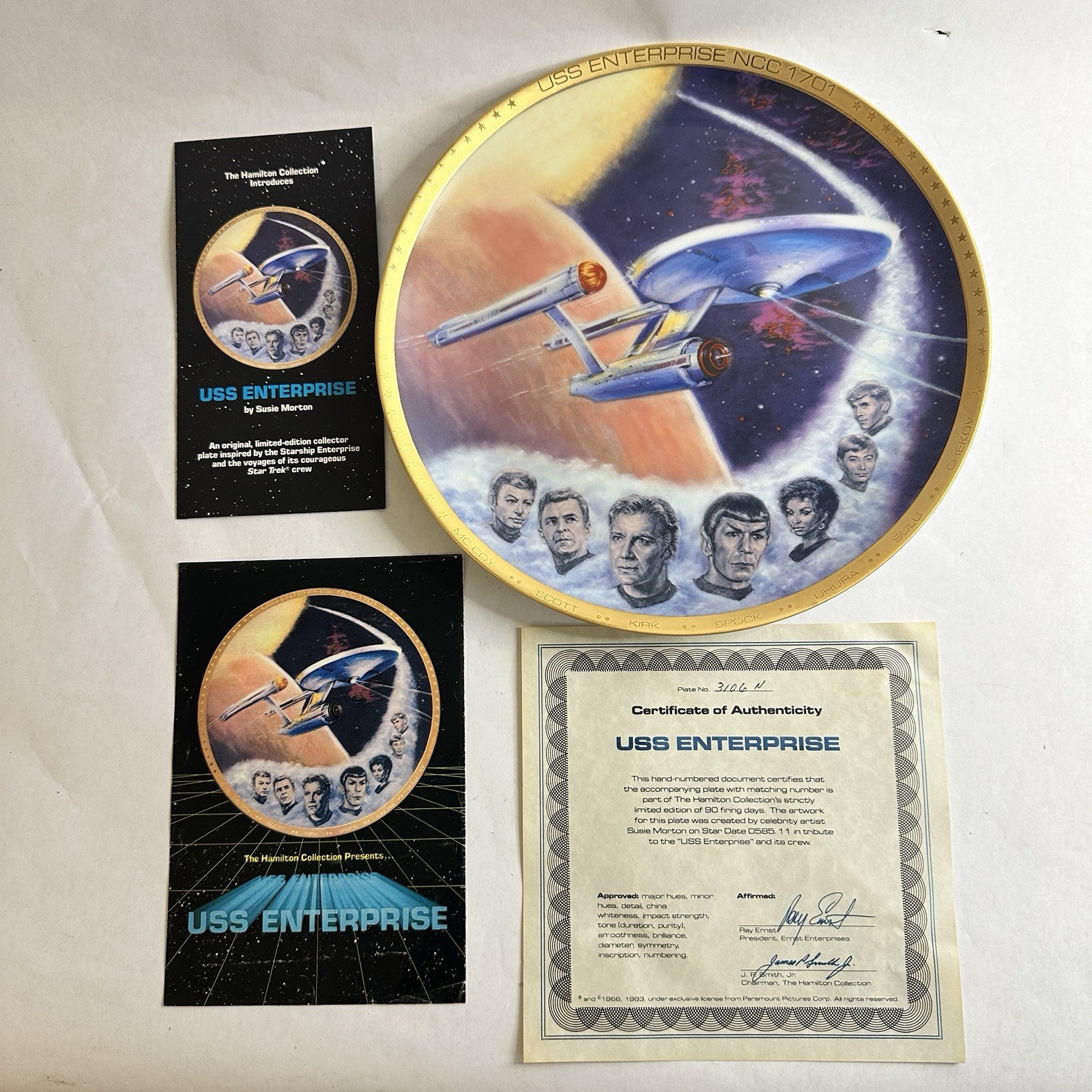 Star Trek Collector Plate USS Enterprise Hamilton collection Susie Morton