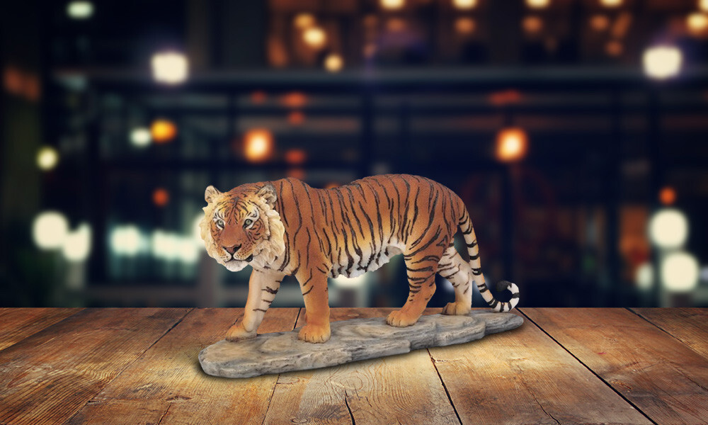 6″H Orange Bengal Tiger Standing on Rock Cat Figurine Home Decor Unique Gift