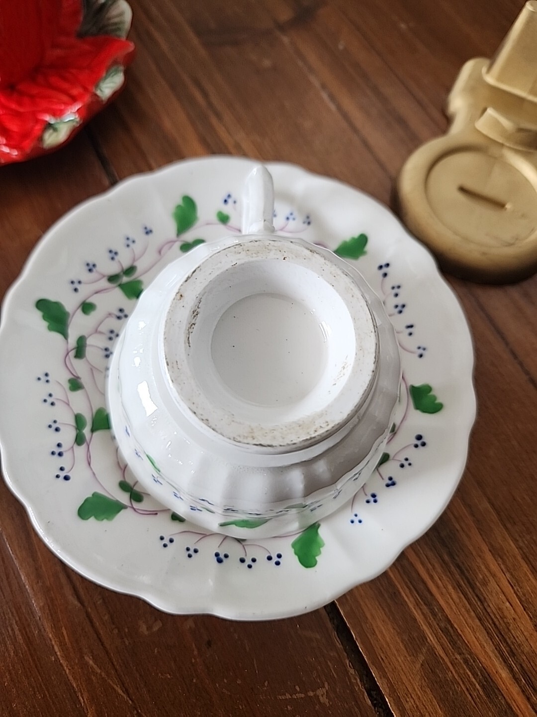 Antique Sprig Soft Paste Tea Cup And Saucer