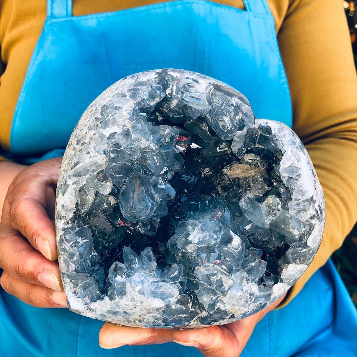 4.57LB Natural Blue Celestite Geode Quartz Crystal Mineral Specimen Healing