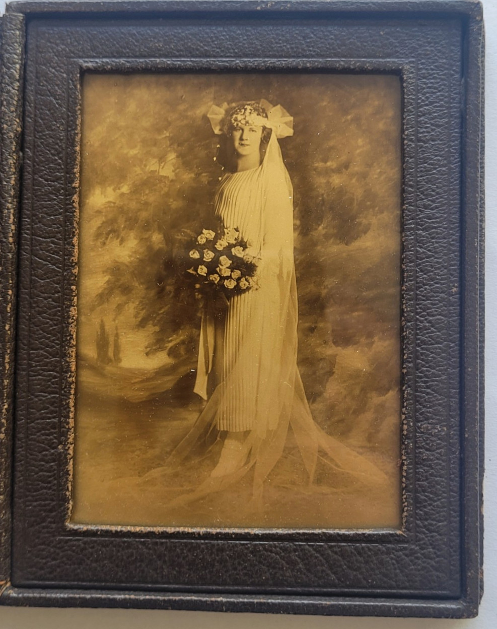 1900S OROTONE NOT DAGUERREOTYPE BEAUTIFUL BRIDE IN LANDSCAPE BY OTTO SARONY CO.