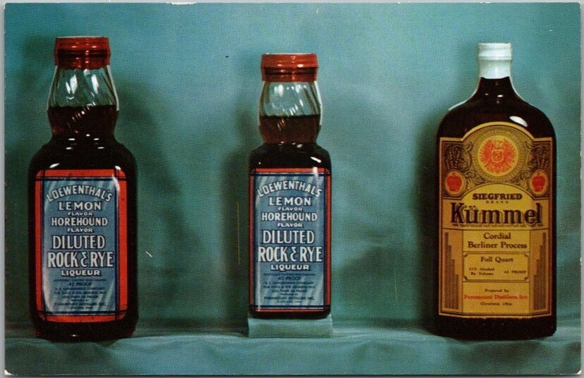 c1950s Alcohol Advertising Postcard LOEWNETHAL’S DILUTED ROCK & RYE LIQUEUR