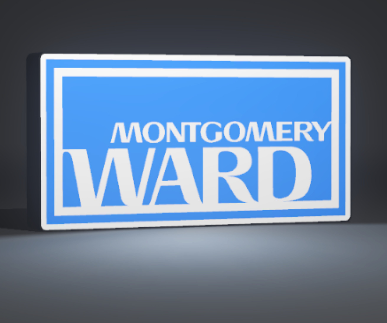 MONTGOMERY WARD LED LIGHT BOX SIGN 13.25″ WIDE RETAIL COLLECTOR GARAGE MAN CAVE