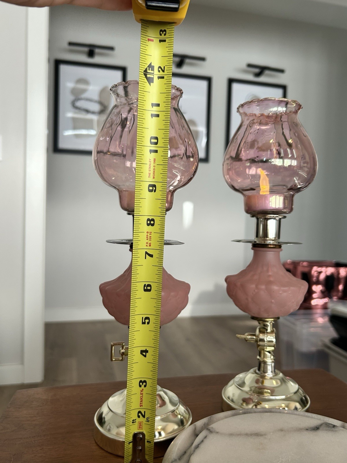 Vintage Pink Frosted Candlestick/sconce Pair