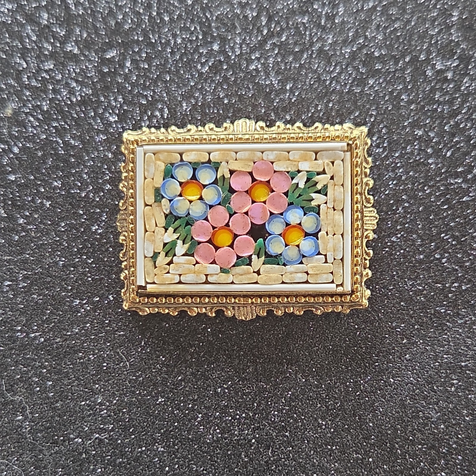 Rare Italian Micro Mosaic Millifiore Square Pill Box Italy