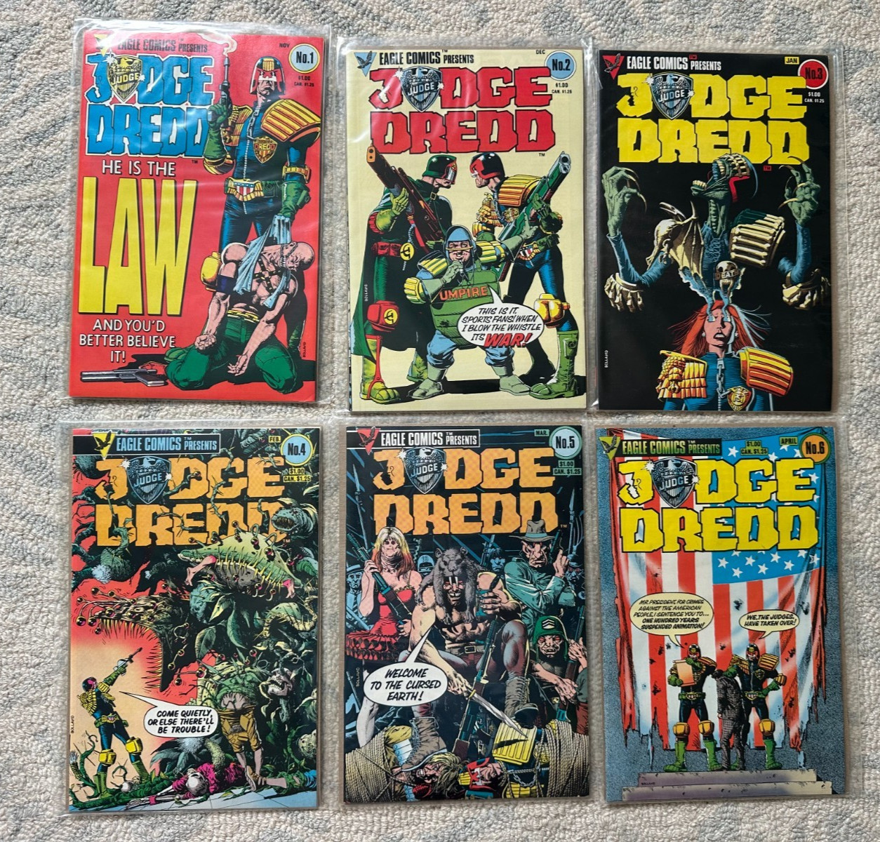 Judge Dredd comics bundle #1-6, Brian Bolland, Eagle Comics 1983, First US print