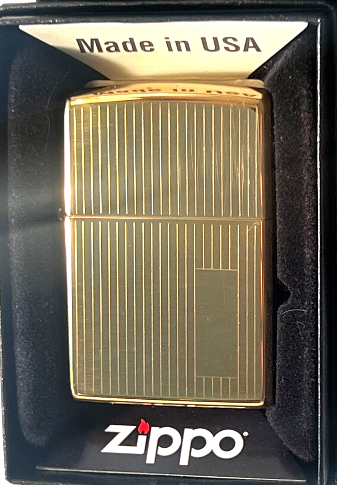 Zippo Windproof High Polished Brass Engine Turned Lighter, 350B, New In Box