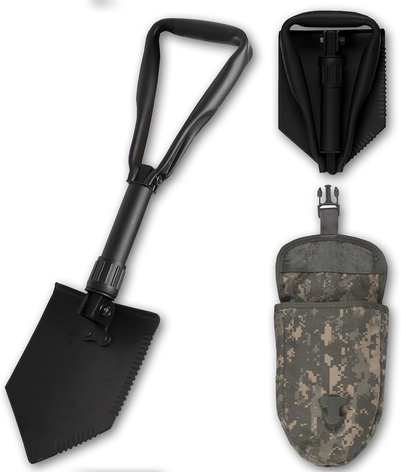 USGI Military AMES E TOOL ENTRENCHING TOOL SHOVEL w NEW ACU Cover Carrier