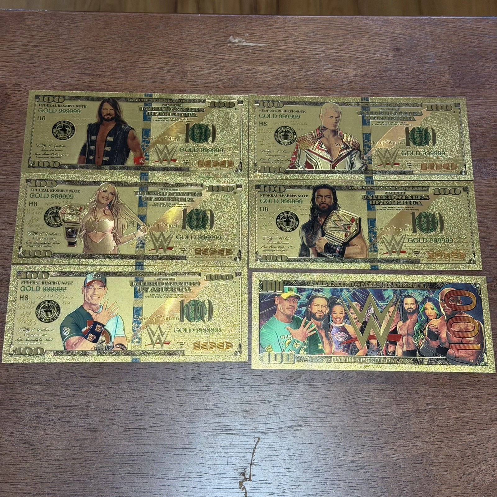 Gold Foil Plated AJ Styles Wrestler Banknote WWE Collectible