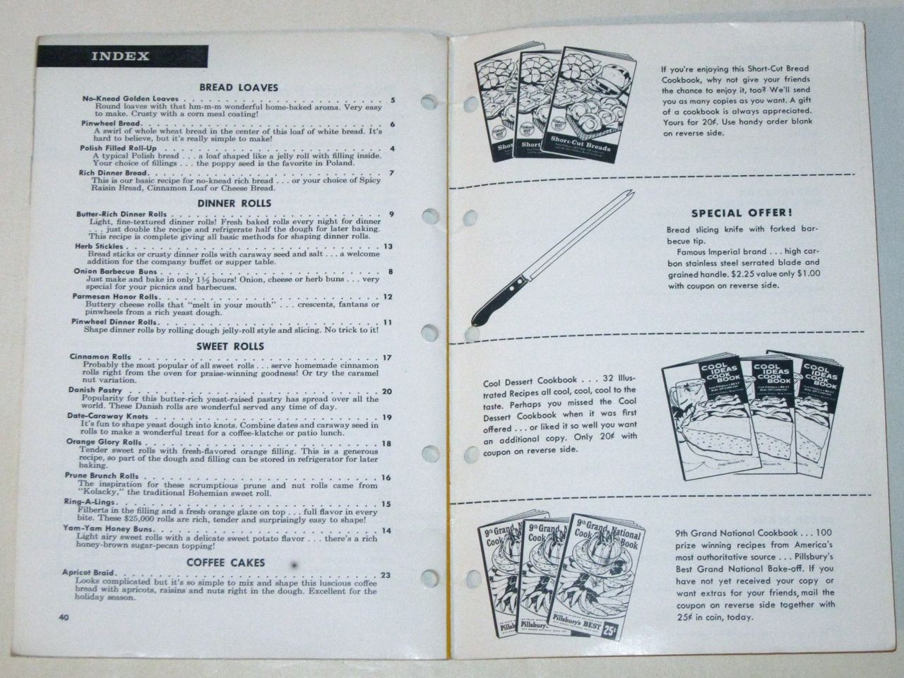 Vintage 1950s PILLSBURY’s Short-Cut Breads COOKBOOK! Advertising Recipe Booklet!