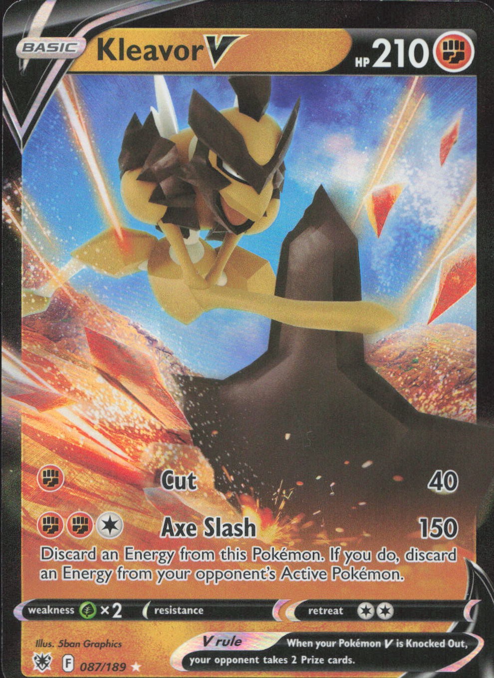 Kleavor V 087/189 Holo V Rare Astral Radiance Pokemon Near Mint