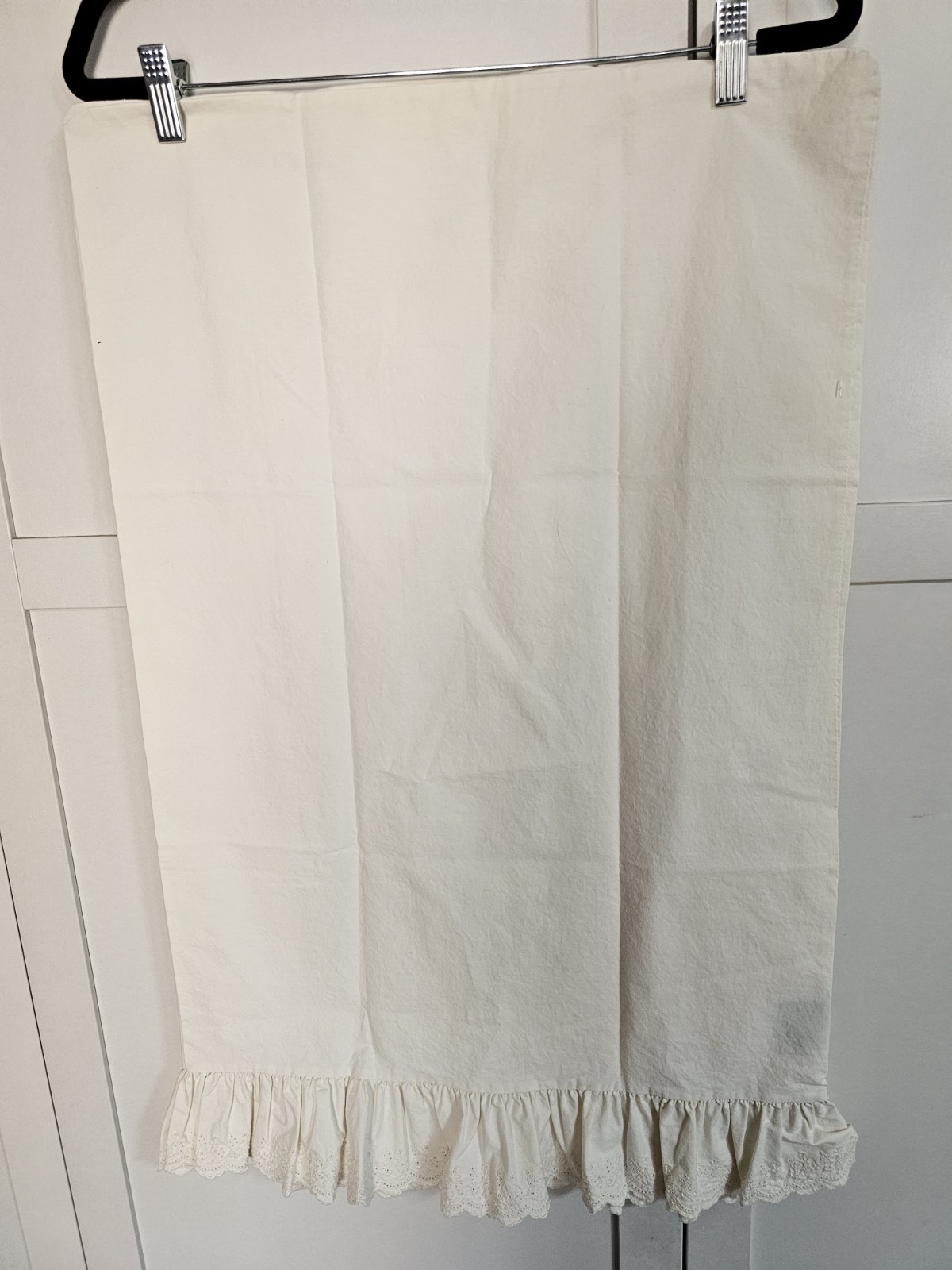Vtg Ralph Lauren Bromley Eyelet Lace Ruffle Standard Pillowcases Pair 19×30 USA