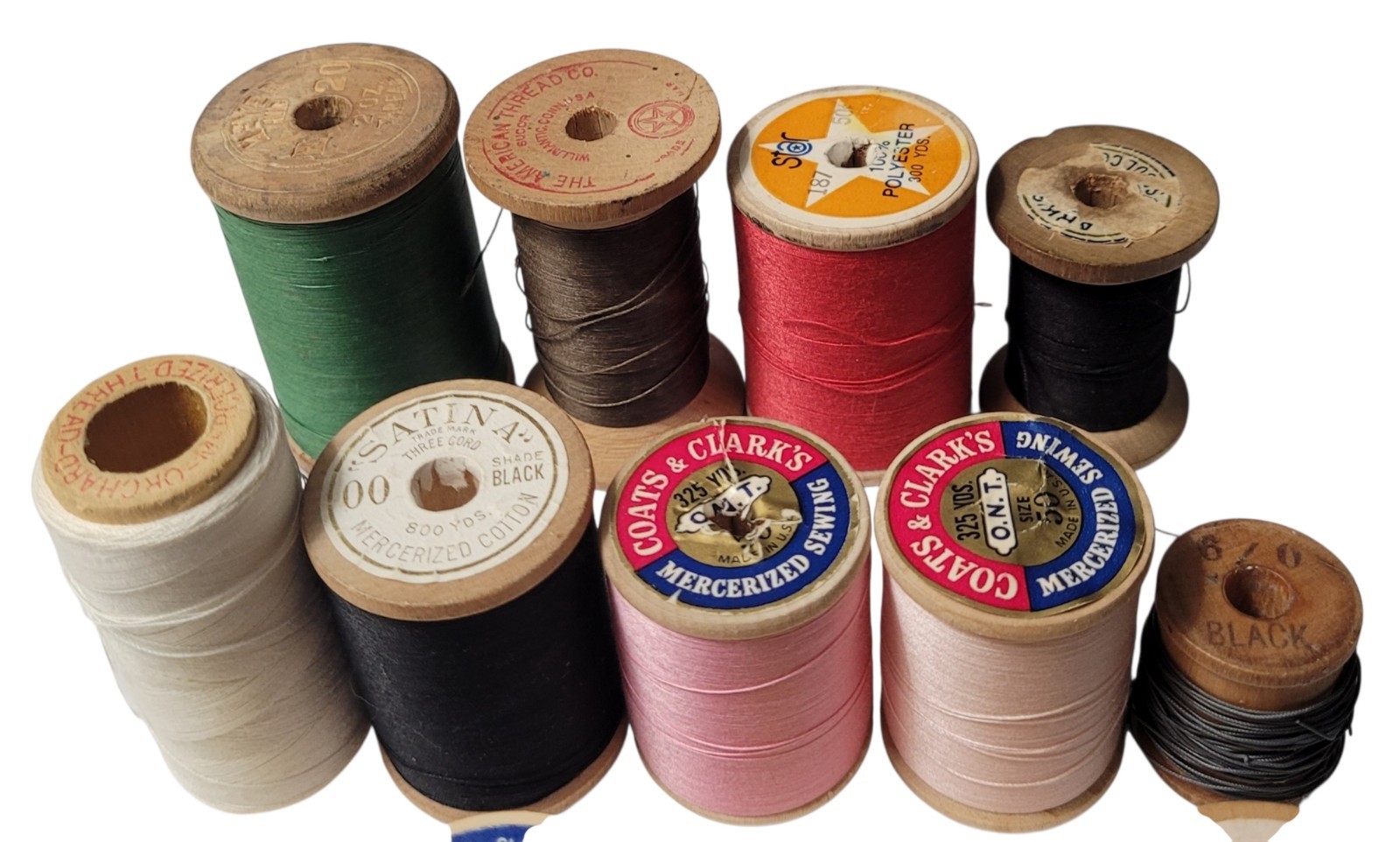 Vtg Wooden Thread Spools Lot of 39 Sewing Crafts Coats Clarks Star Belding Meyer