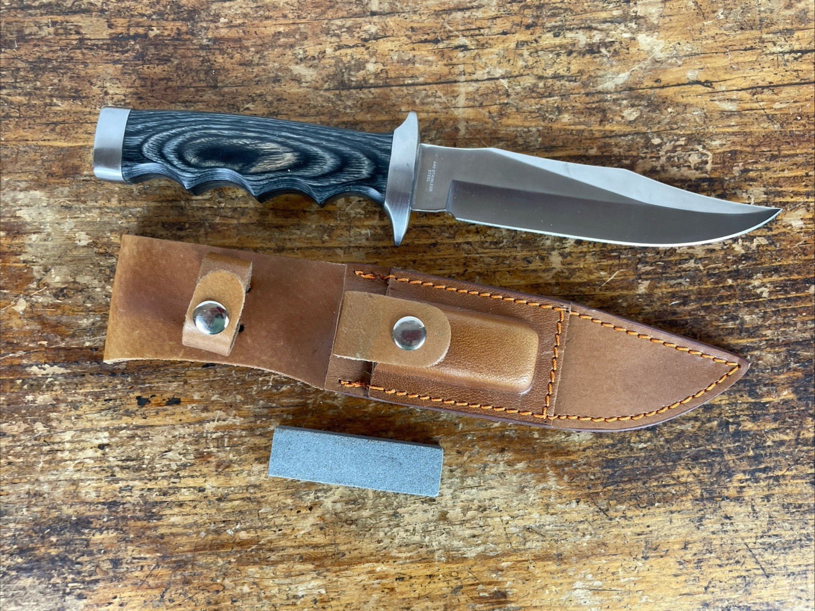 MAGNUM By BOKER – Bowie Fixed Blade Hunting Knife w/ Sheath & Sharpening Stone