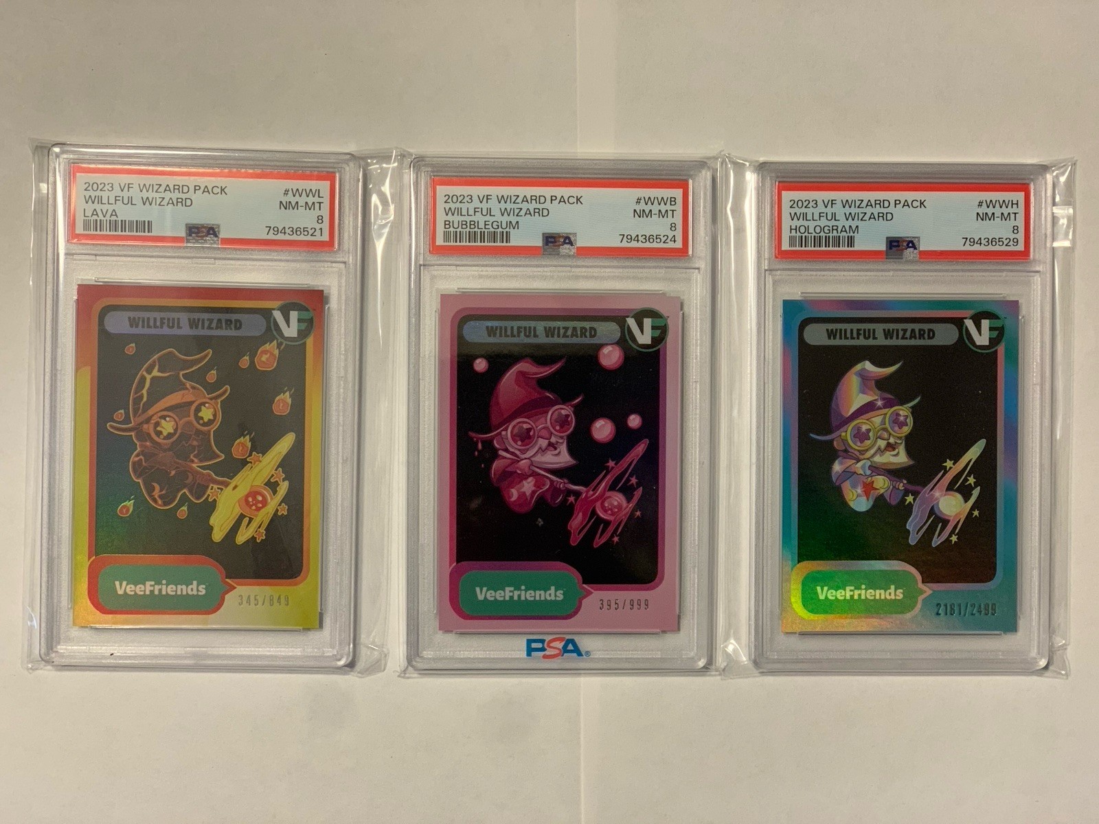 WILLFUL WIZARD VeeFriends NSCC EXCLUSIVE Hologram, Bubblegum, Lava PSA 8