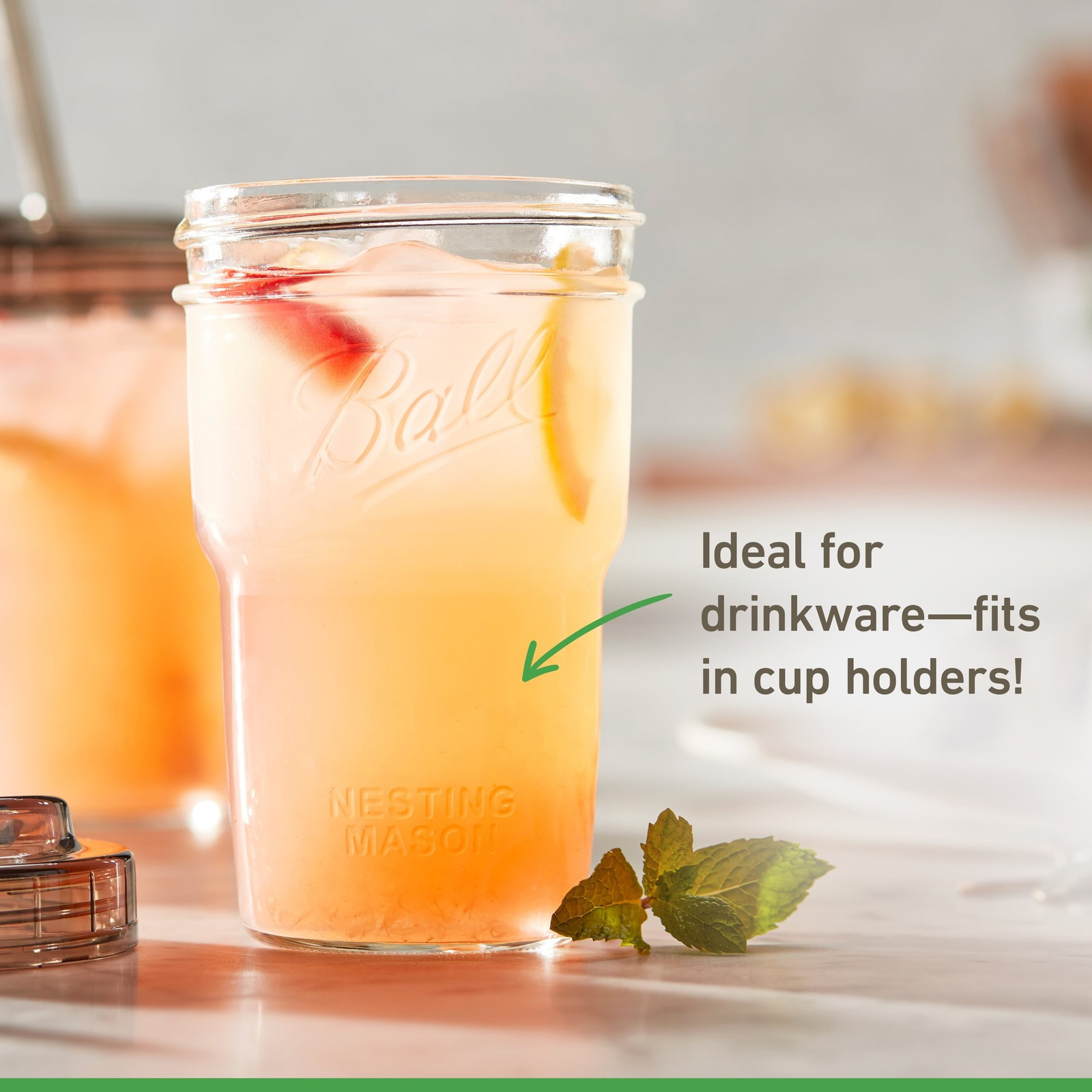 16 Oz Nesting Mason Jars 4-Pack, Wide Mouth Pint Canning Jars with Lids and Ring