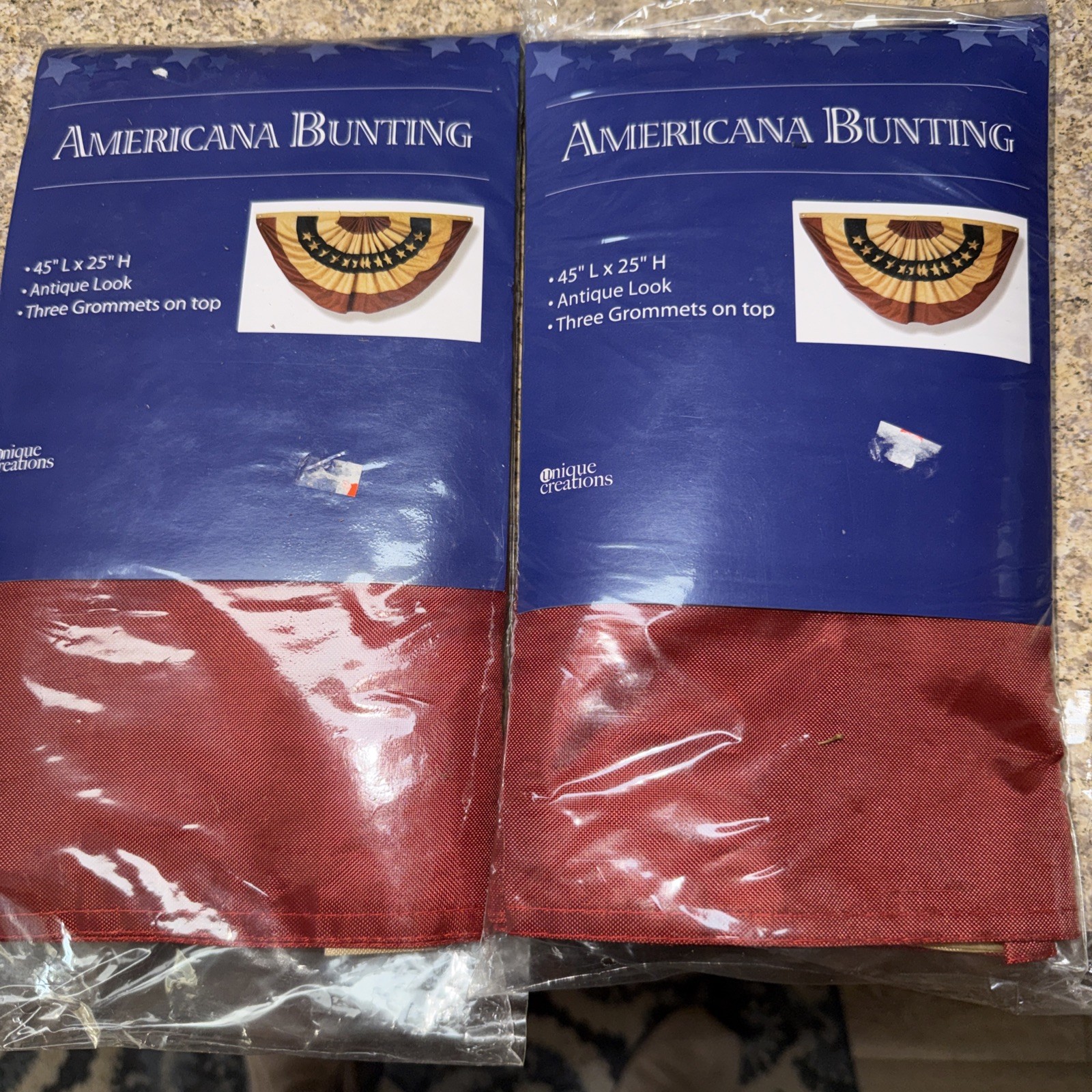 Americana Flag Bunting-2 Pack, Ideal for Patriotic Holidays July 4th 45”x25”H