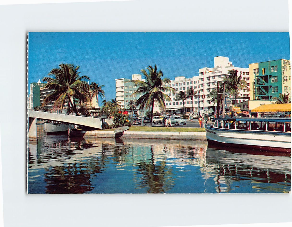 Postcard Pancoast Lake 24th Street and Collins Avenue Miami Beach Florida USA