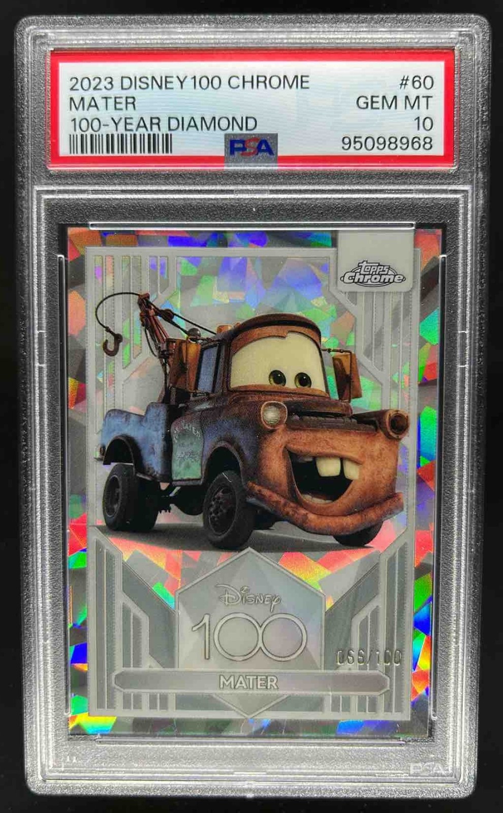 Mater 2023 Topps Chrome Disney 100 Year Diamond Refractor /100 PSA 10