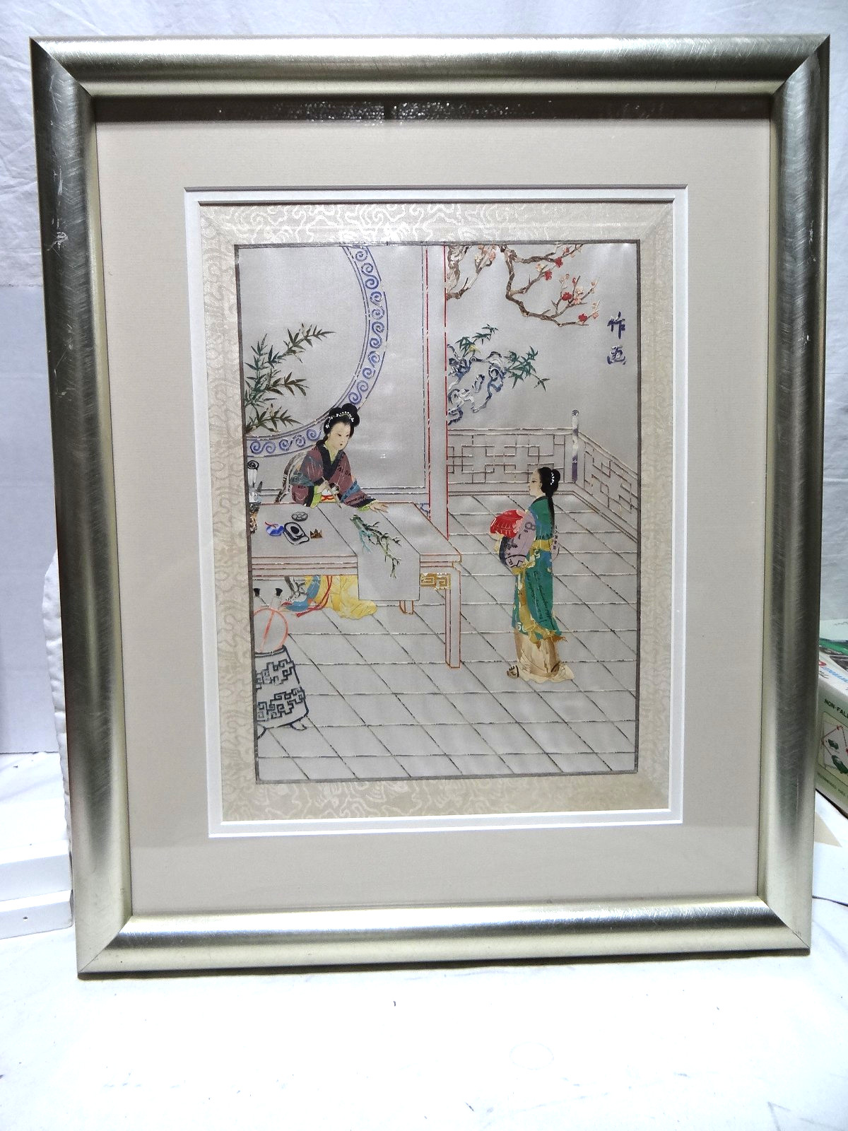 Very Unique Chinese Postage Stamp Collage Art Professionally Matted & Framed