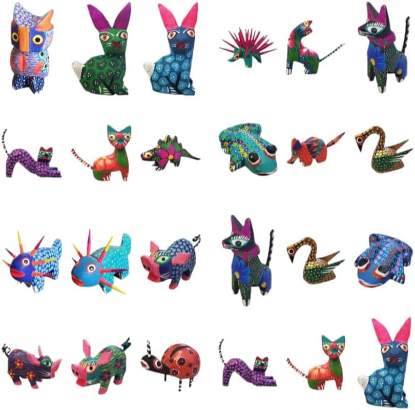 Alebrijes Mexican Folk Wood Carving Sculptures Oaxacan Alebrije Set Mexican Widd