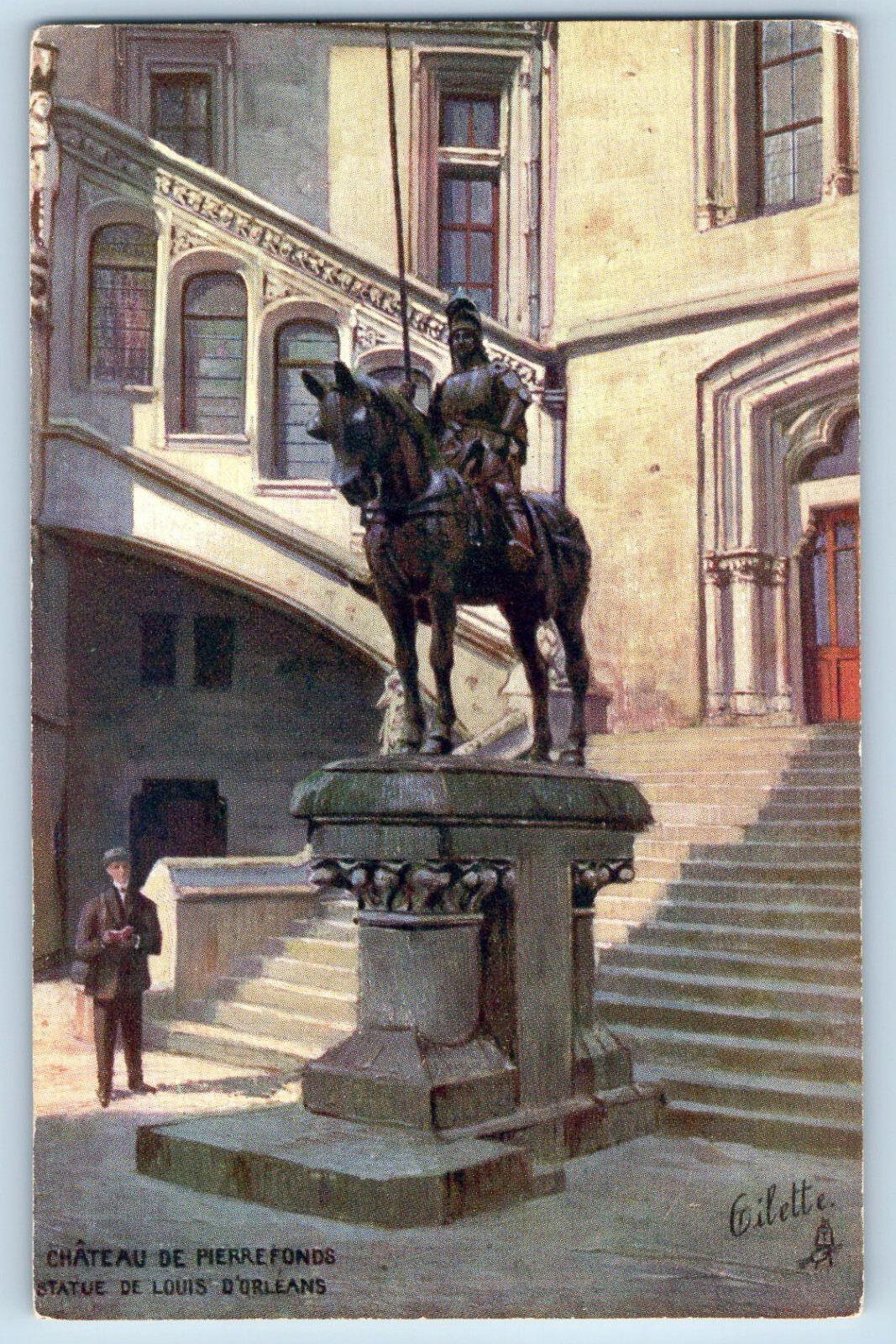 Oise France Postcard Louis D’Orleans Statue Castle c1910 Oilette Tuck Art