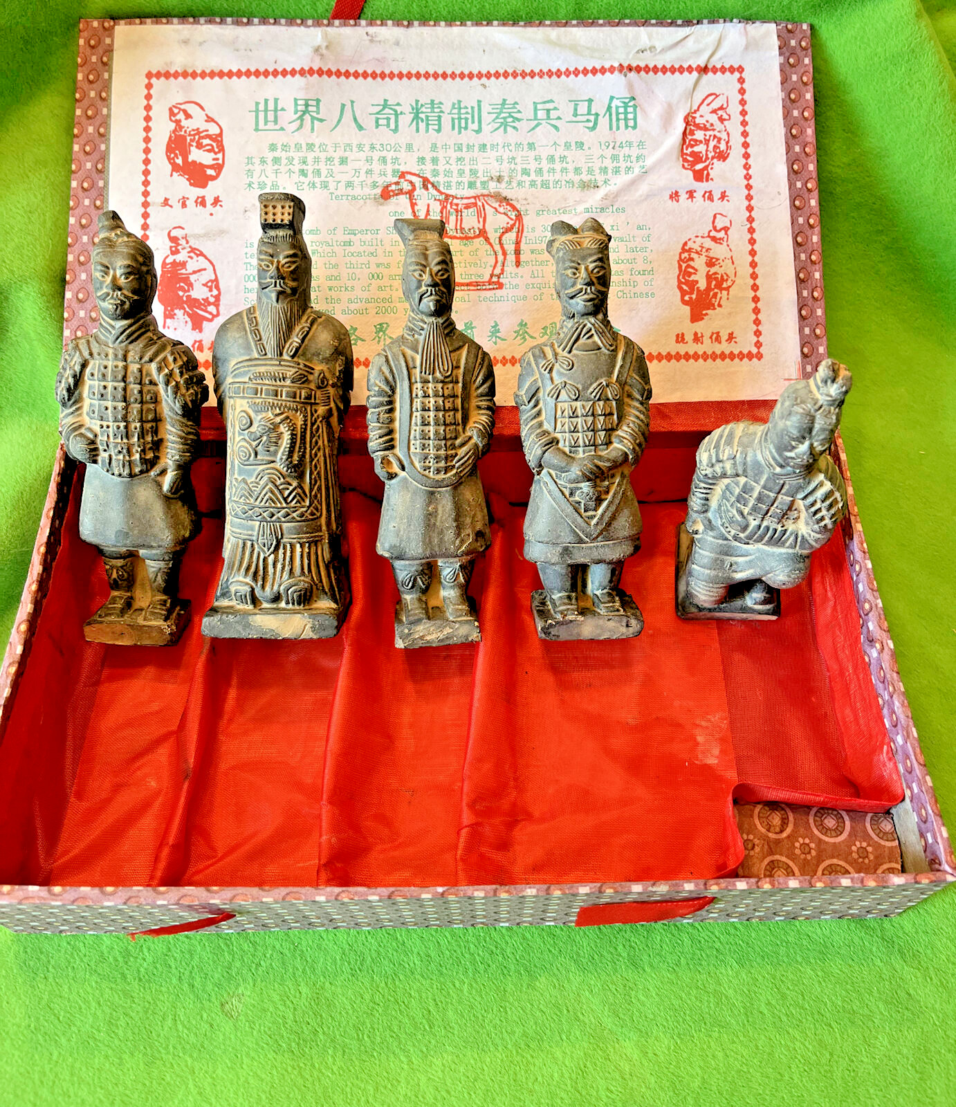 Ancient Chinese Zen Terra Cotta Army Soldiers 5 Soldiers In Box