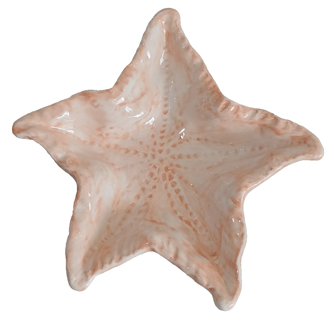 Mesa International Light Orange Ceramic Starfish Trinket Dish 6.77″x6.76″