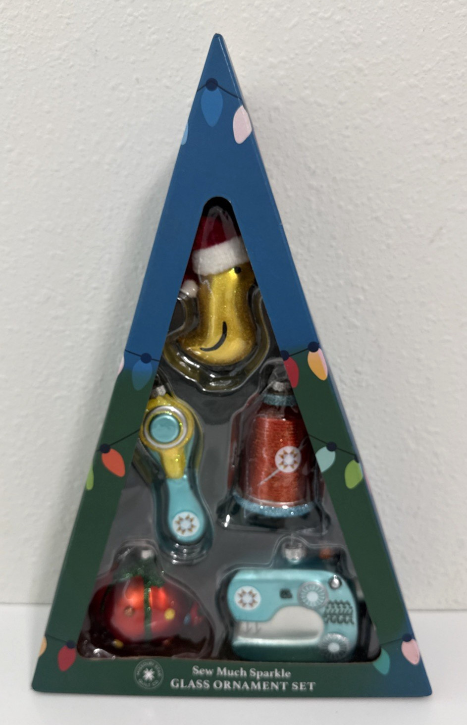 Missouri Star Quilt Company Sew Much Sparkle Christmas Glass Ornament Set NEW