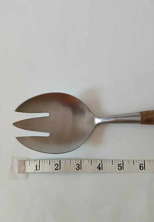 Japanese Teak 12-1/2 inch Stainless Fork &Spoon Salad Servers 2 pc Set FREE SHIP