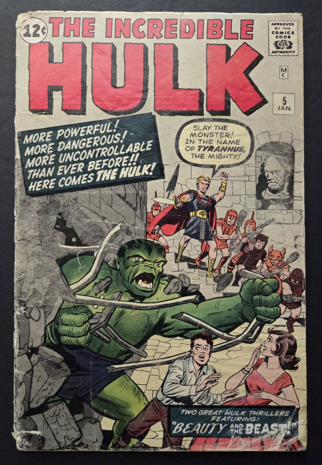 INCREDIBLE HULK #5 (MARVEL, 1963) 1ST TYRANNUS LOW-GRADE BUT COMPLETE
