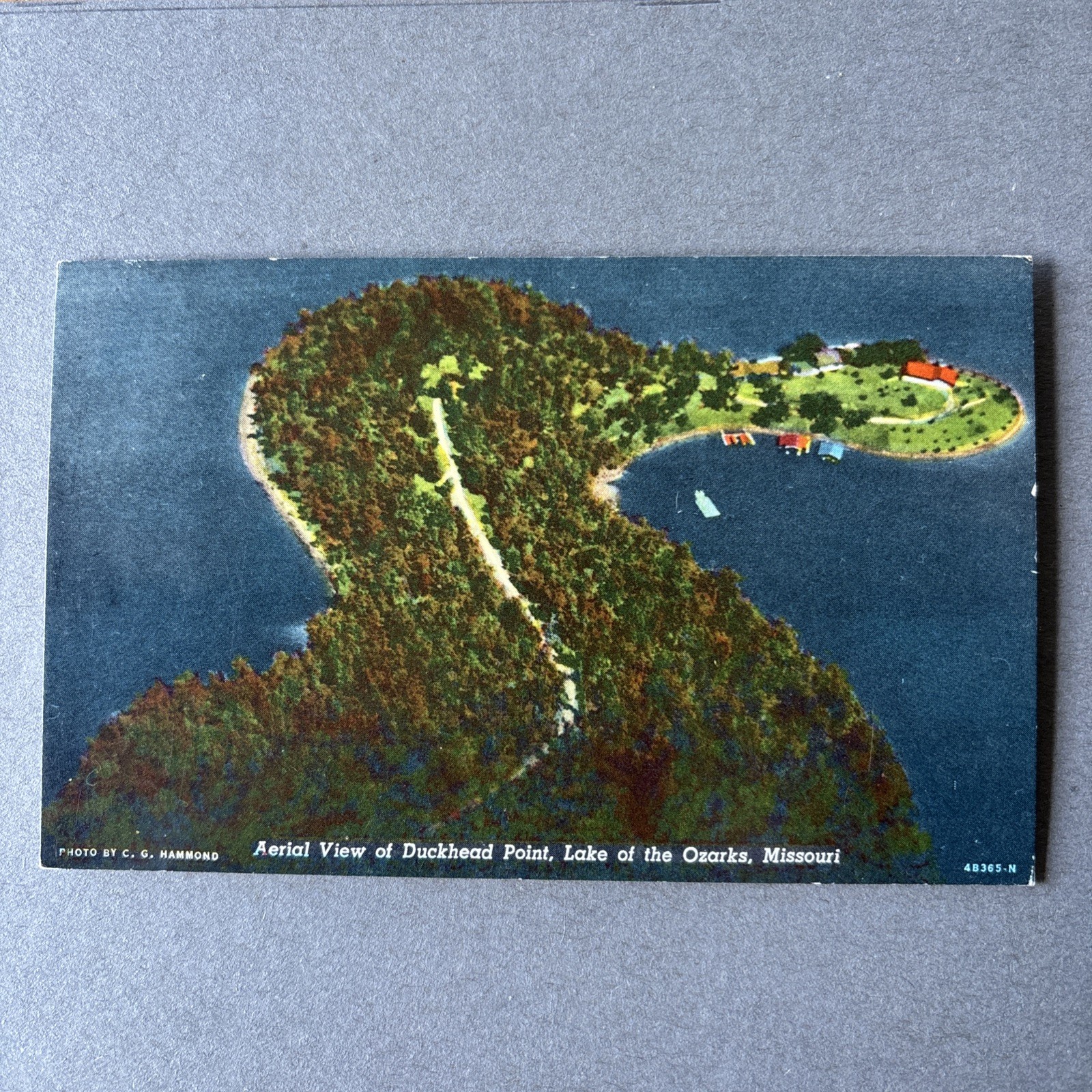 MO POSTCARD Aerial View Duckhead Point Lake of the Ozarks Osage Beach unp Chrome