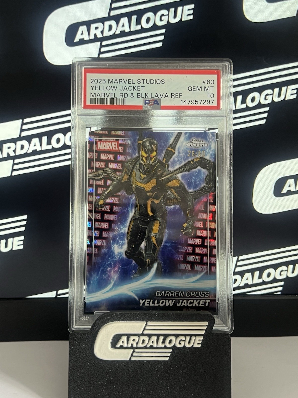 2025 Topps Marvel Studios Chrome Red & Black Yellow Jacket /80 PSA 10