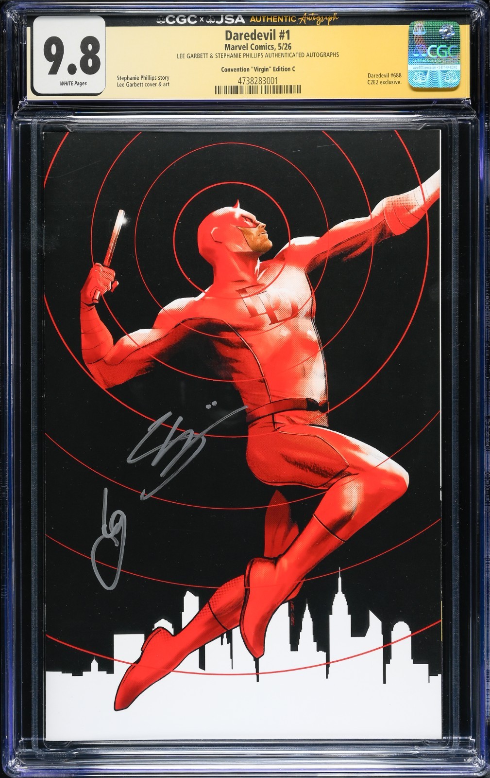 Daredevil #1 2026 2xSigned Garbett & Phillips Virgin Variant C2E2 (Limited 1000)