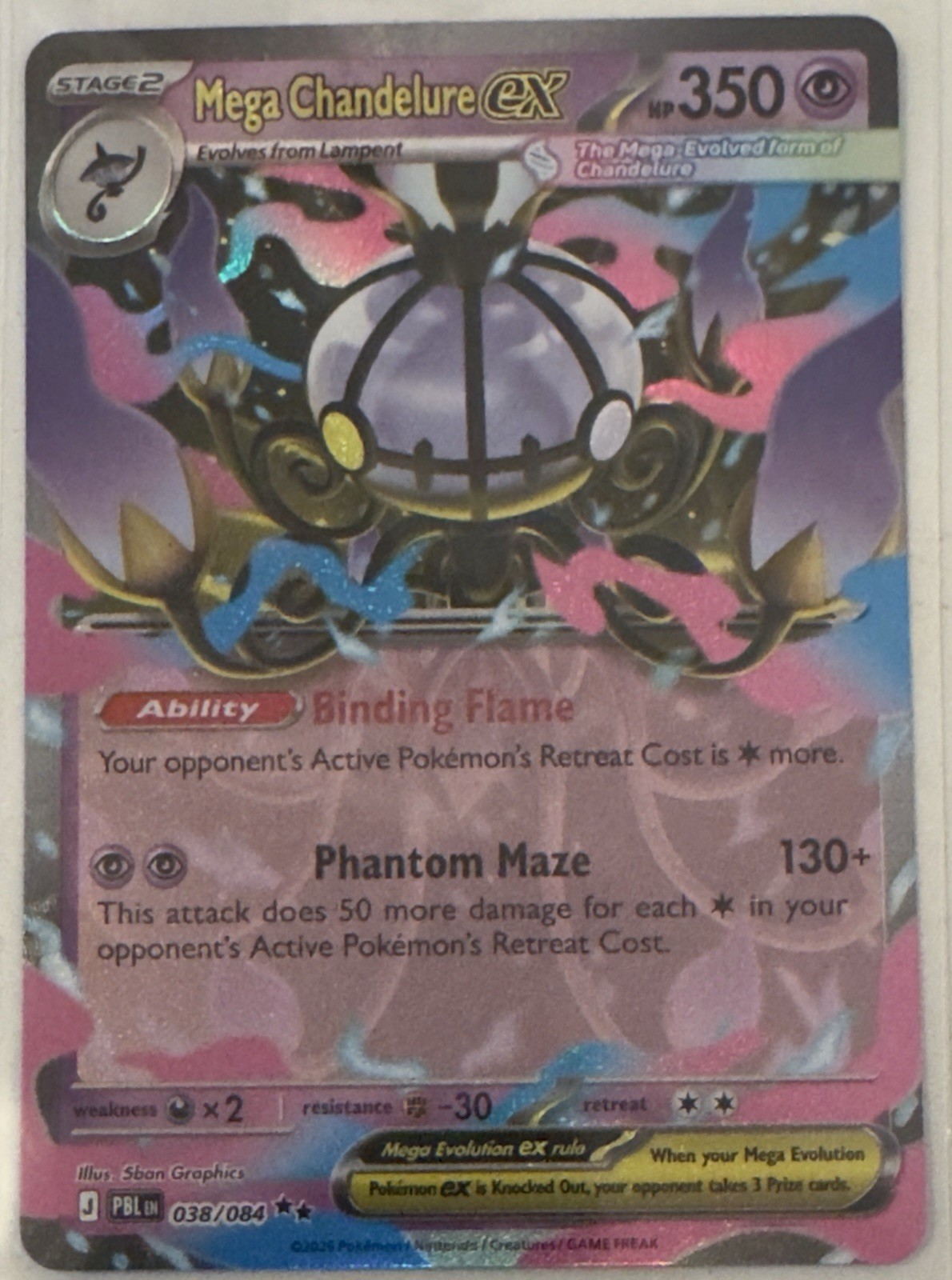Mega Chandelure Ex Pokemon 38/84 Pitch Black Near Mint/Mint Pack Fresh