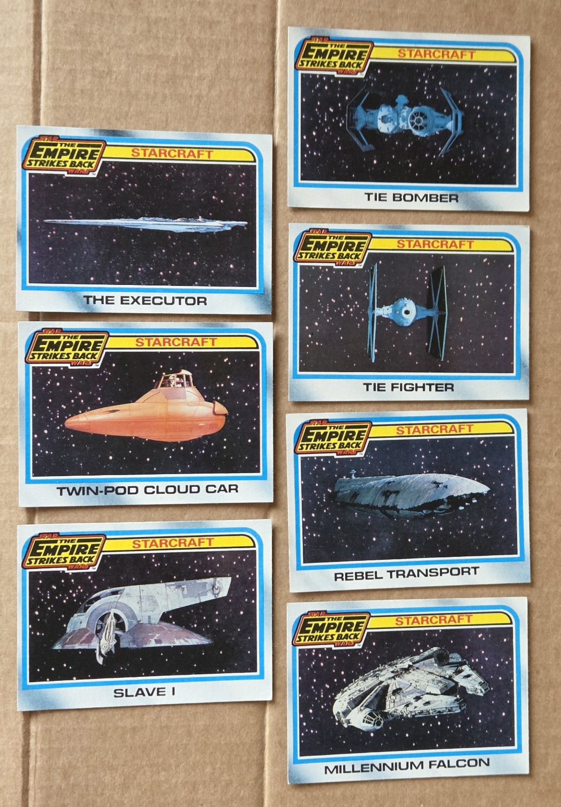Lot of 7 1980 Topps STAR WARS Starcraft Trading Cards – Empire Strikes Back