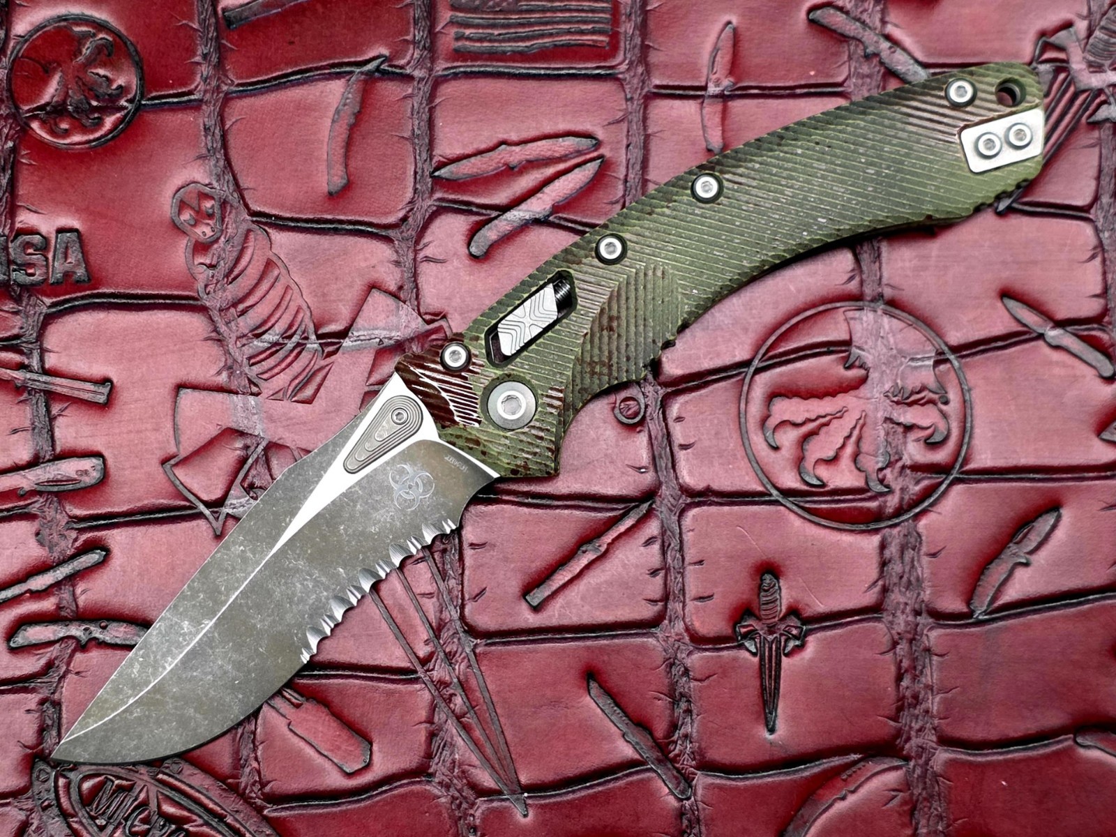 Microtech Amphibian Manual RAM-LOK Fluted Aluminum Outbreak Part. Serrated #2