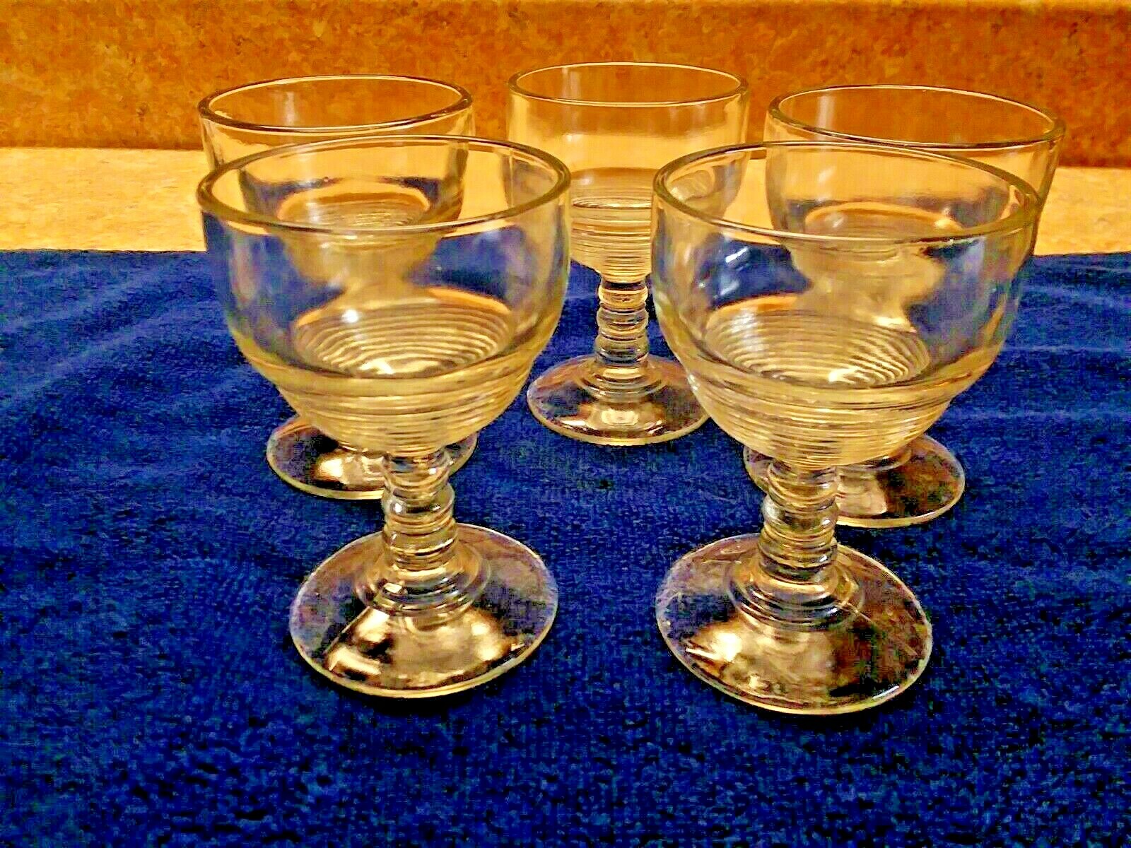 5 – stemmed 2oz LIQUOR SHOT GLASSES Footed Stemmed Fluted Barware