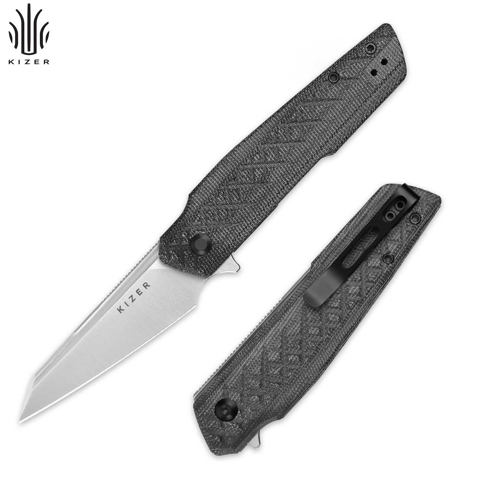 Kizer SKINNER Folding Pocket Knife Tanto Nitro-V Blade Micarta Handle V3725A2