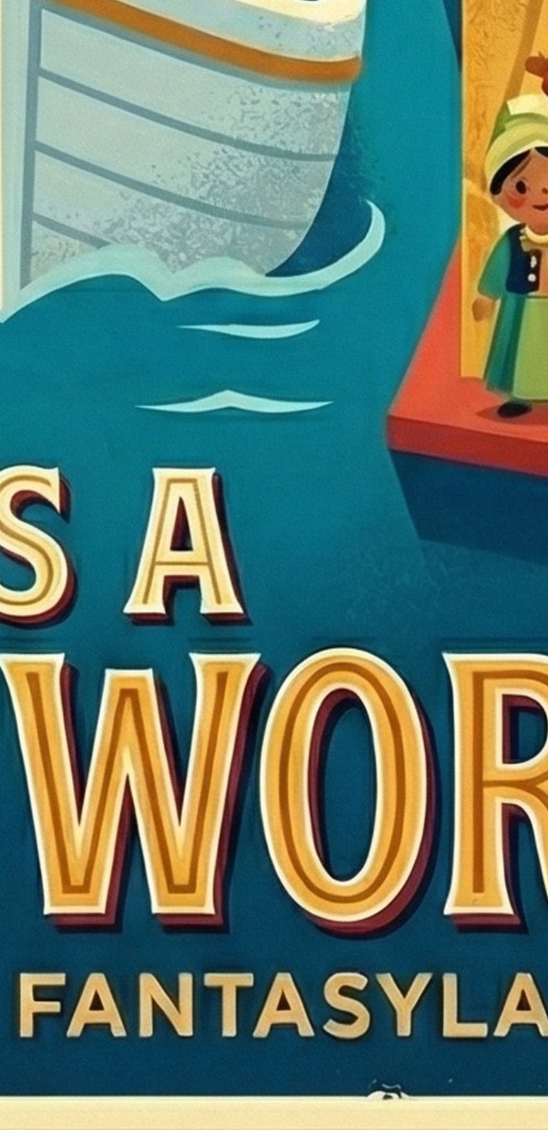 Disney Small World It’s a Small World 11×17 Poster Modern Retro Line Art