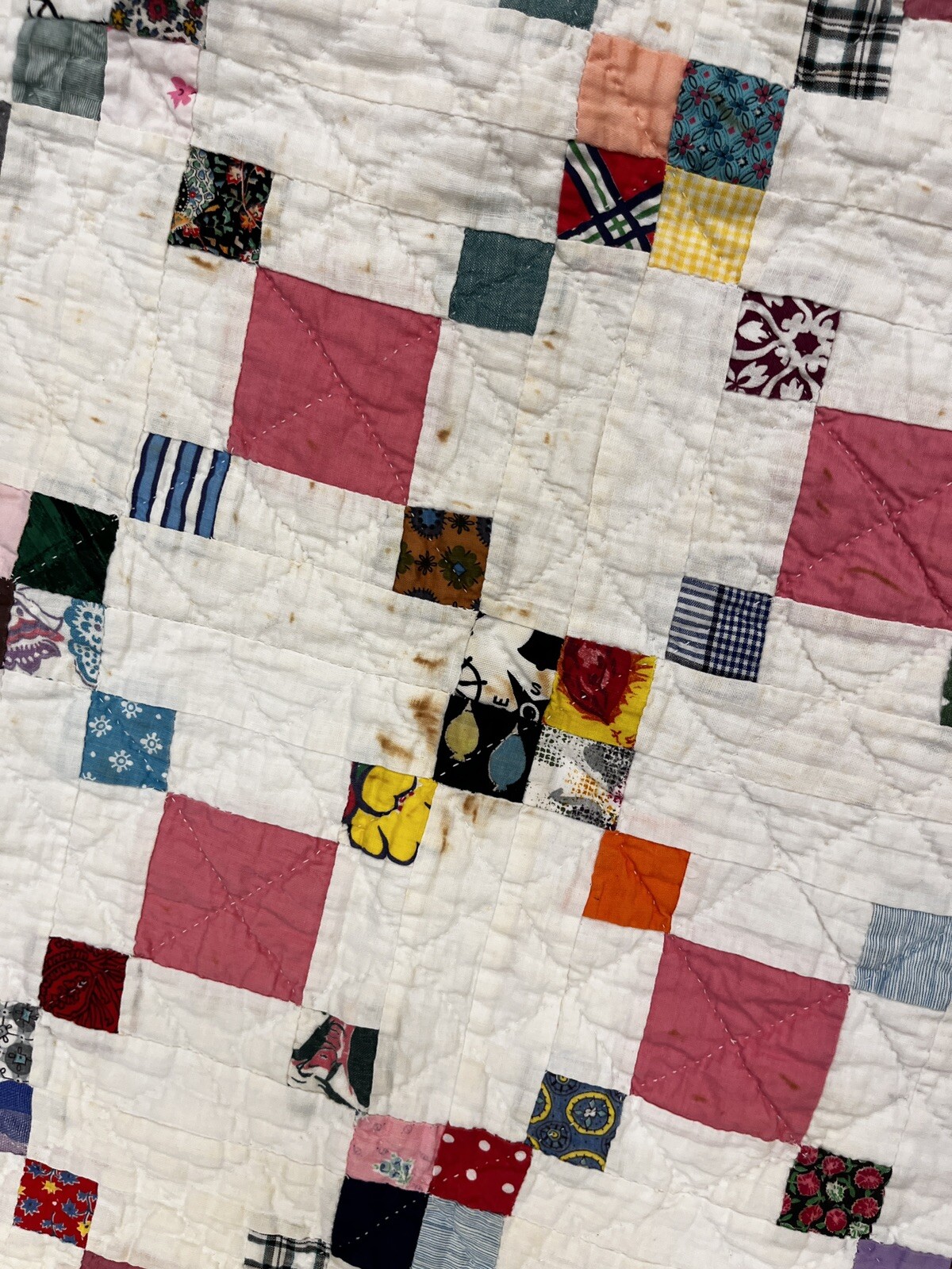 Vintage 1960-1970 Postage Stamp handmade quilt