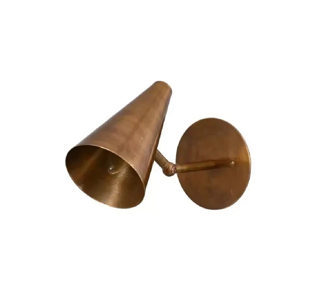 Mid Century Modern Brass Wall Sconce 1 Light Cone Sputnik Vintage Handmade