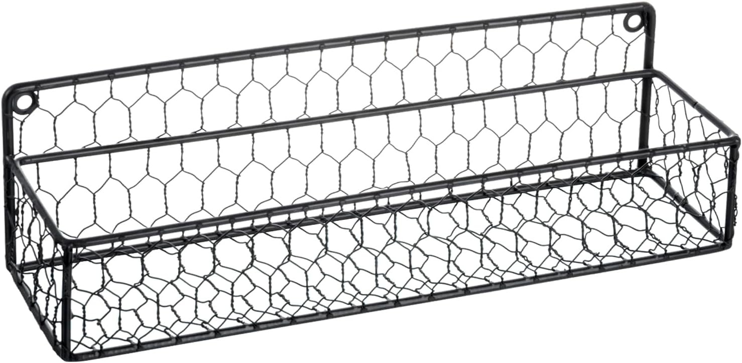 MyGift Wall Mountable Spice Rack Shelf Organizer, 12-Inch Set of 2, Black