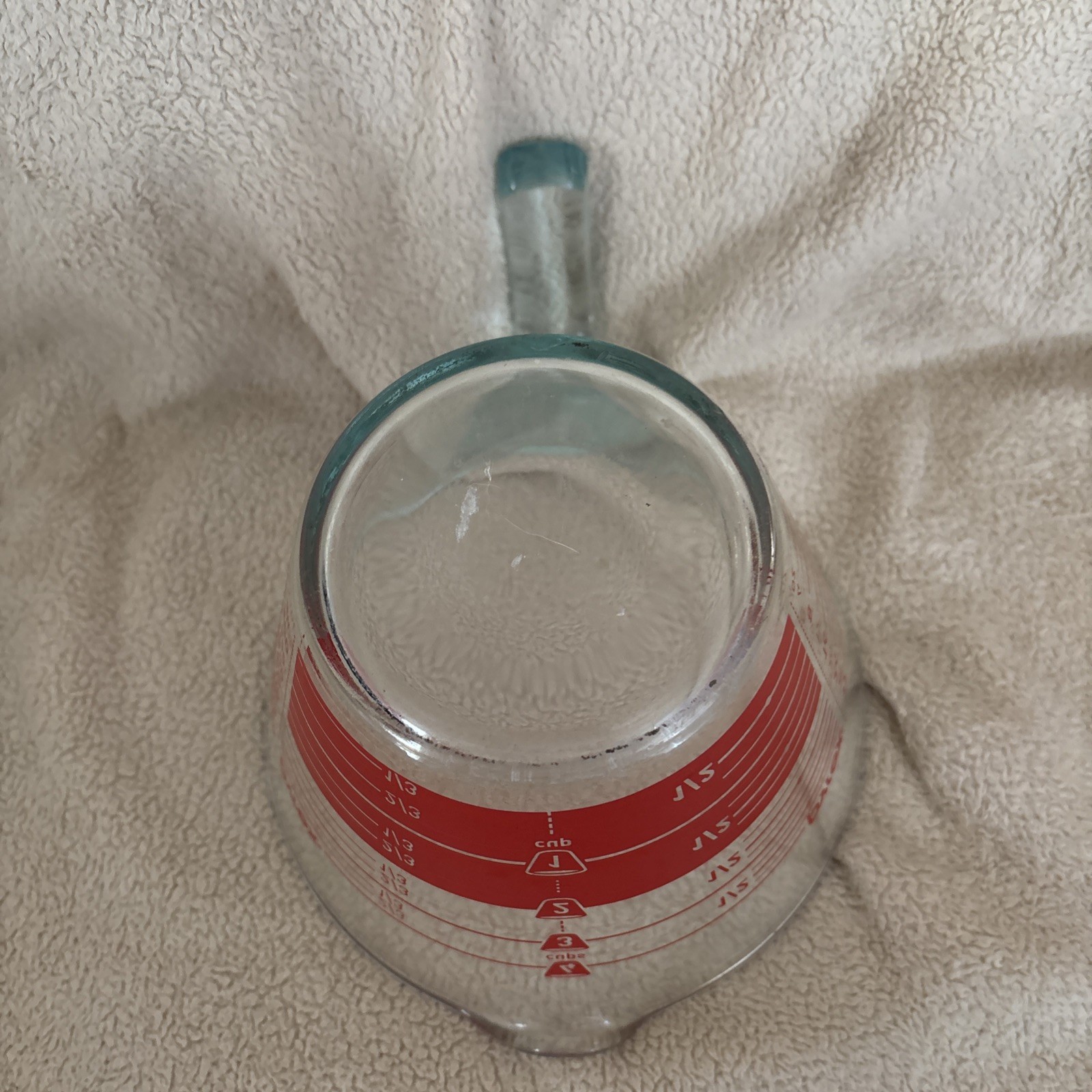 Pyrex 4 Cup Measuring Cup Red Reverse Read Inside Vintage Made In USA 1000mL