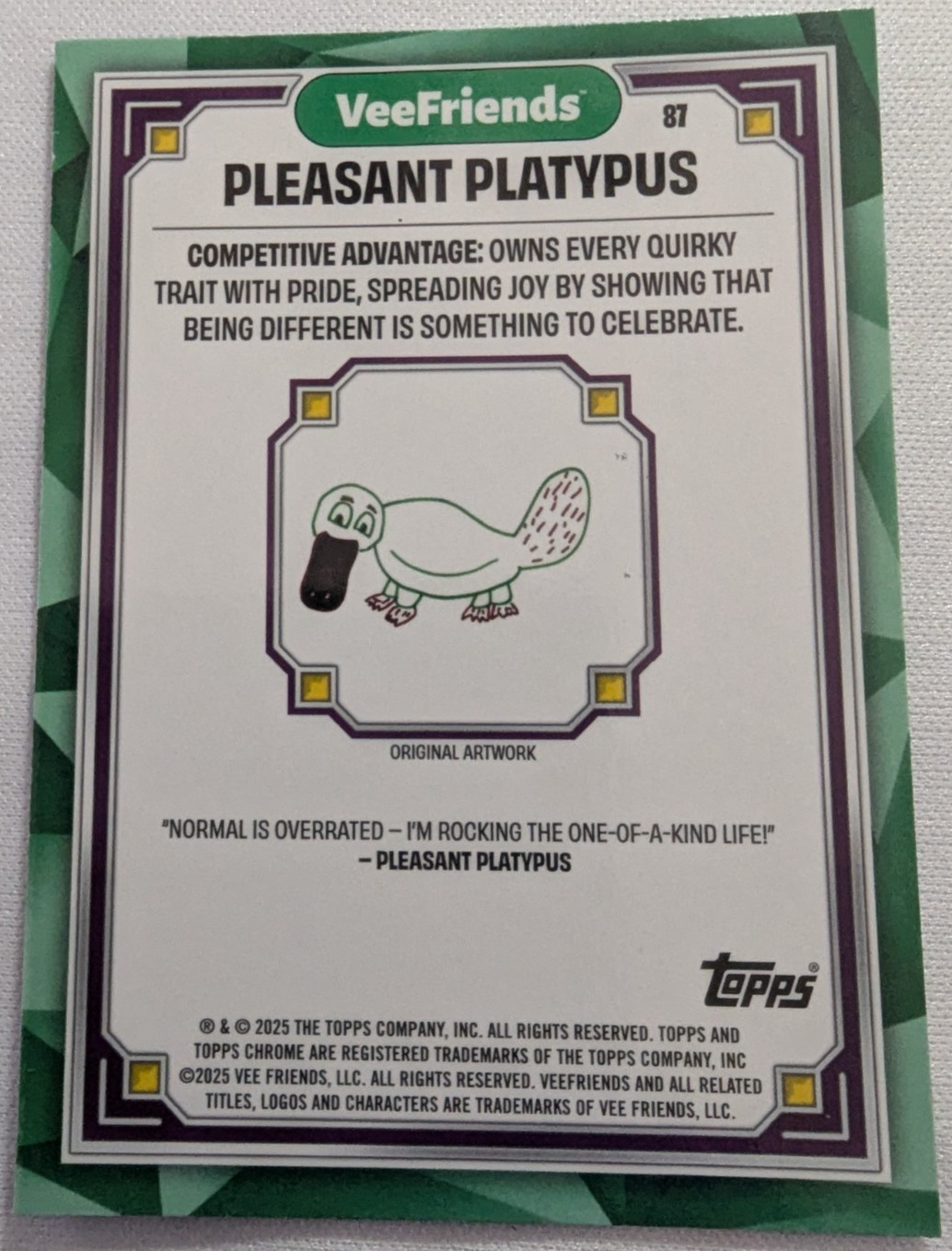 2025 Topps Chrome VeeFriends Sapphire Refractor #87 Pleasant Platypus