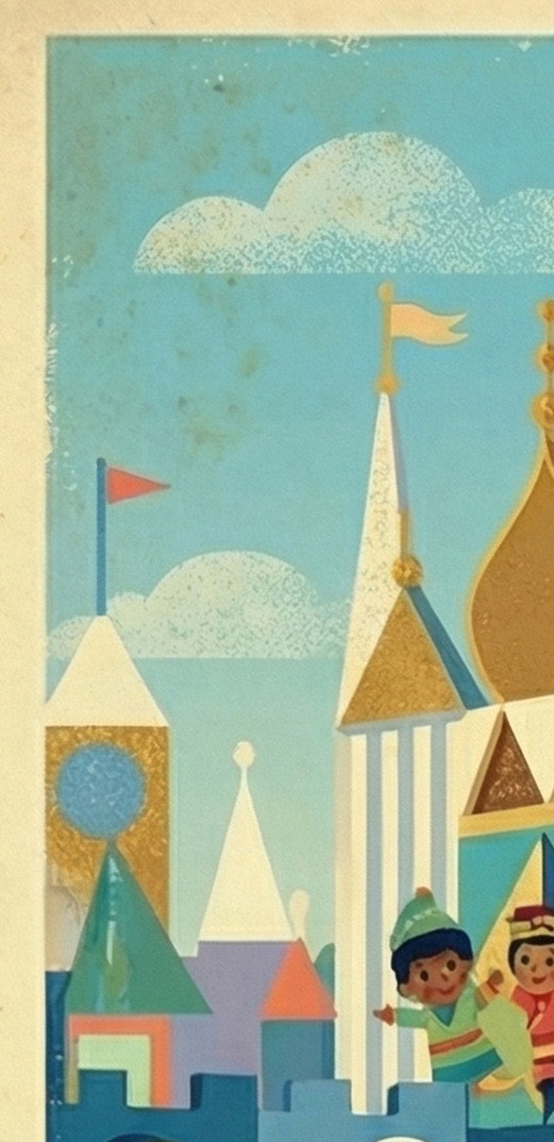 Disney Small World It’s a Small World 11×17 Poster Modern Retro Line Art