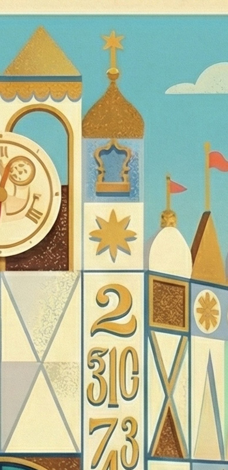 Disney Small World It’s a Small World 11×17 Poster Modern Retro Line Art