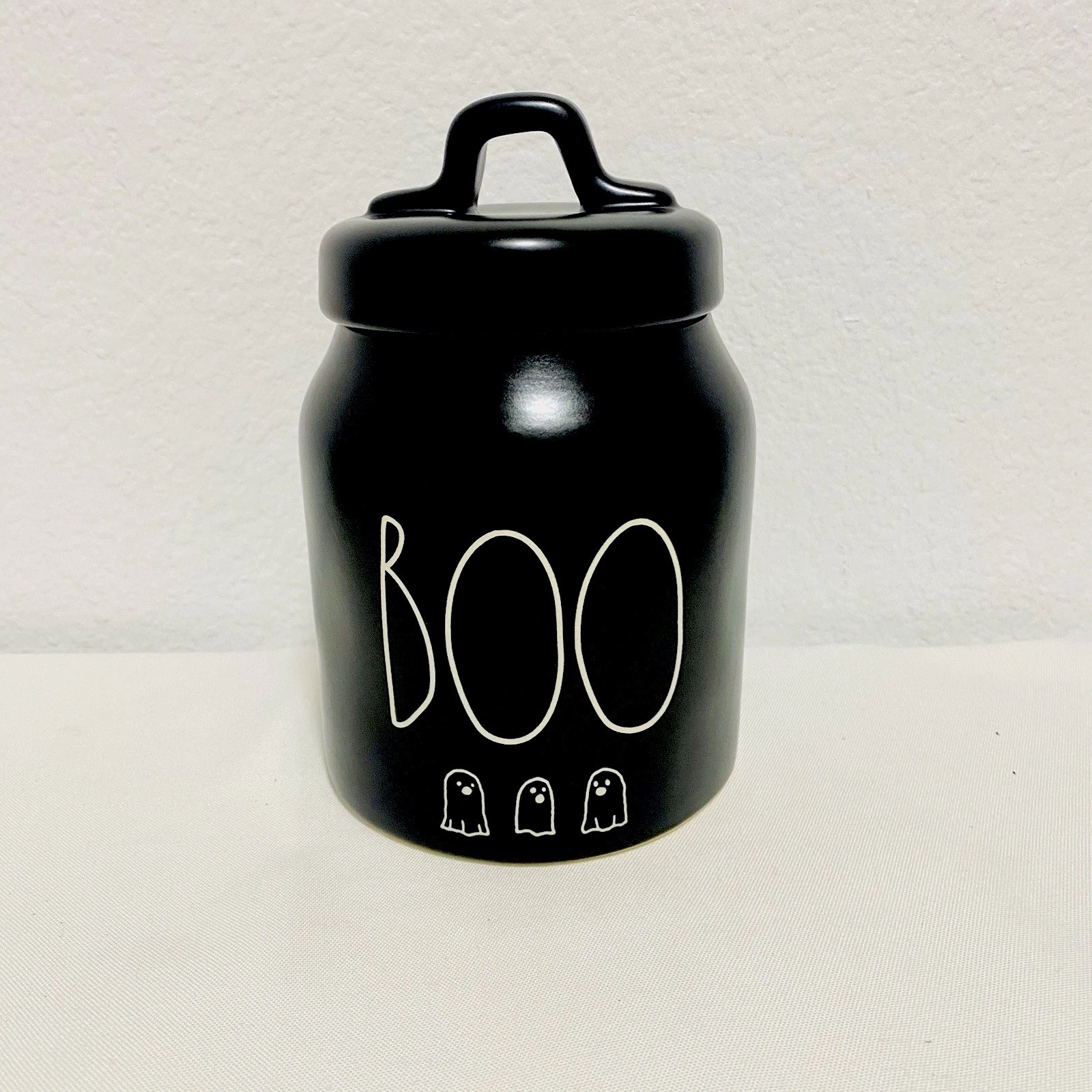 Rae Dunn Magenta Baby BOO Black Halloween Canister New