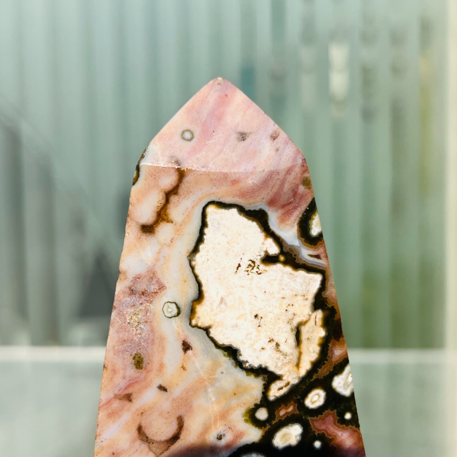 0.32LB Natural Colourful Ocean Jasper Crystal Mineral Display Specimen Healing