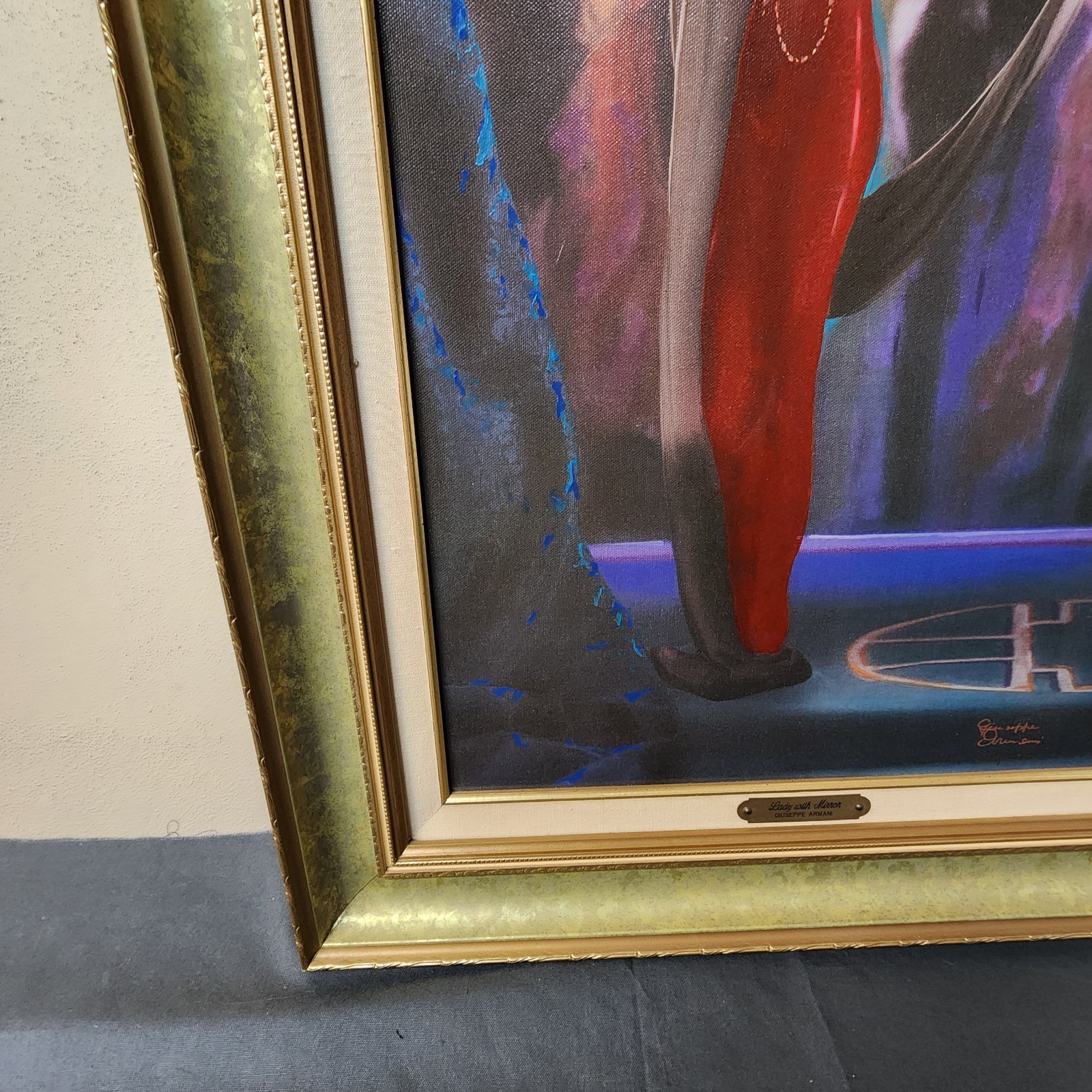 Vintage “Lady With Mirror” 218/675 Giuseppe Armani Framed Print & Certificate